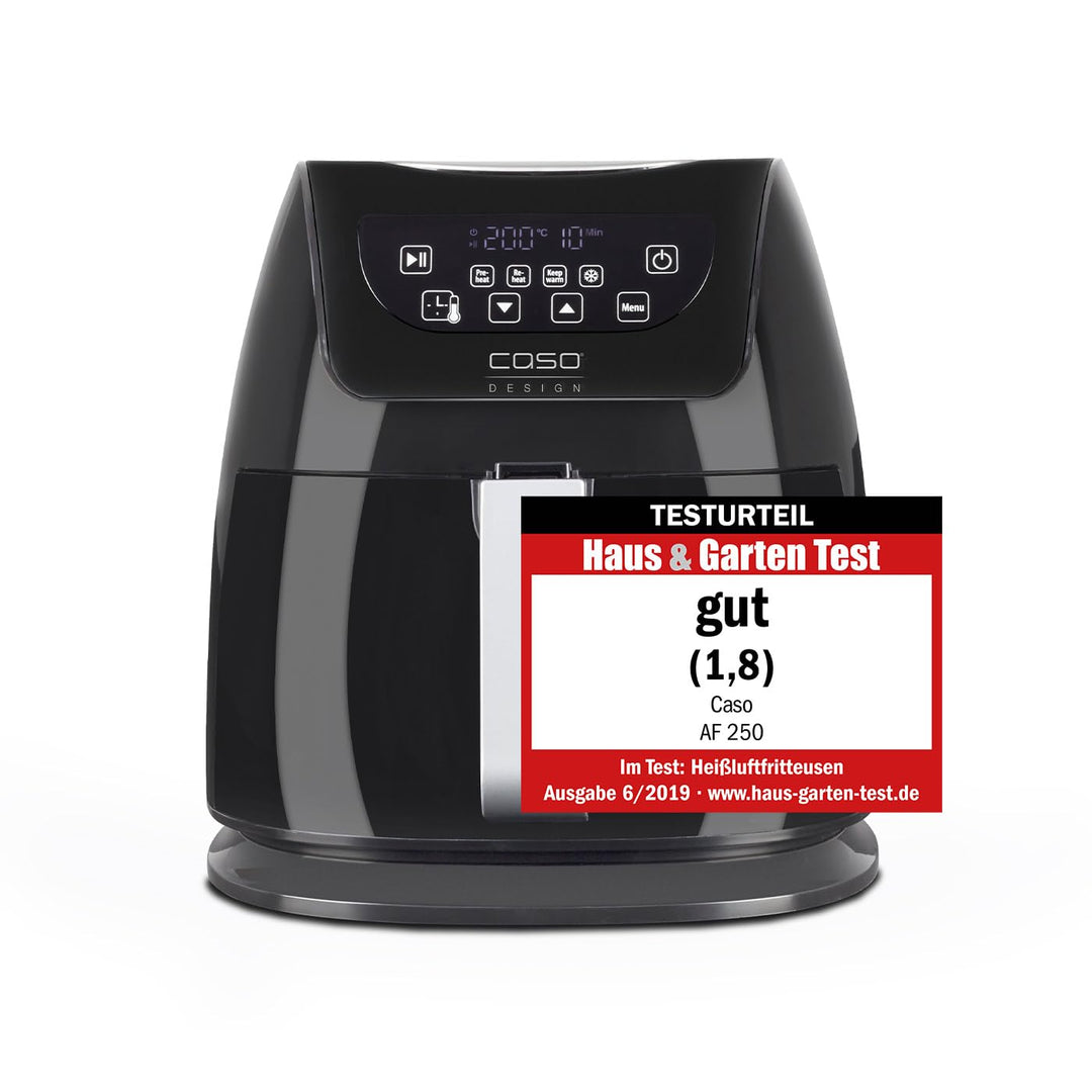 CASO | AF250 Heissluftfritteuse 3 L | Frittier-Korb für 1 kg, 60-200°C, Leistungsstark 1400 W, gesün