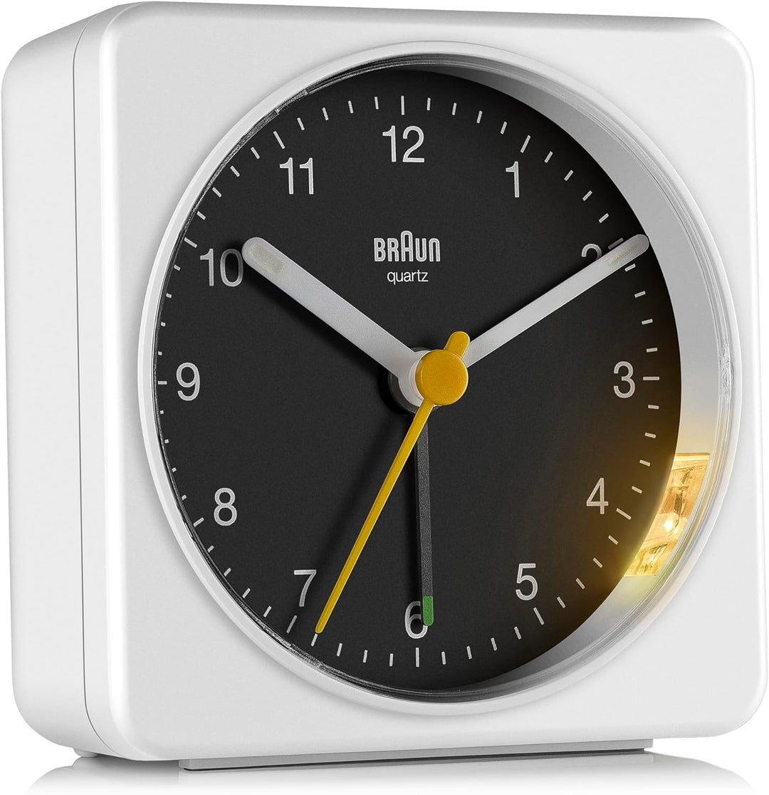 Braun Classic Analog Alarm Clock with Snooze and Light, Quiet Quartz Sweeping Movement, Crescendo Be
