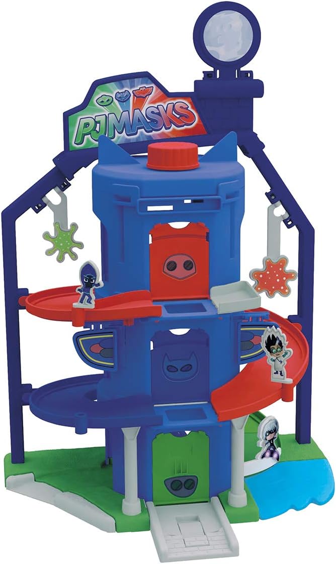 Jada 7/203145002 PJM Garage Quarter General + 4 Fahrzeuge PJ Masks Pyjamasques Miniatur Cars Box, Me