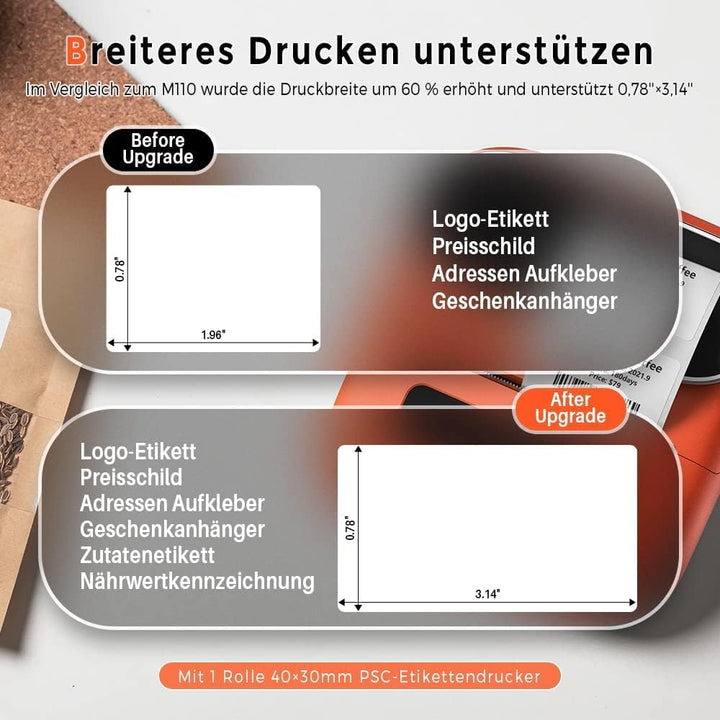 Phomemo M220 Etikettenhersteller, tragbarer Drucker, 80cm Bluetooth | Thermoetikettendrucker für Bar