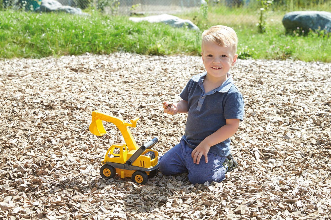 Lena 4211 EcoActives Bagger, Baustellenfahrzeug ca. 35 cm, robuster Schaufelbagger, natürlicher Holz
