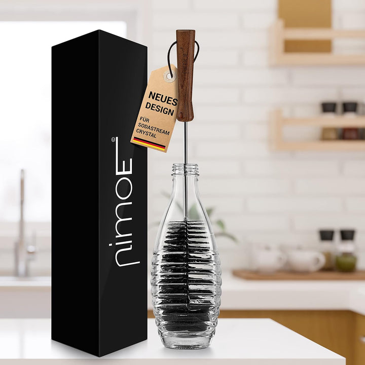NIMOE® Designbrush - Kein verbiegen durch rostfreien Edelstahlmantel - Premium Flaschenbürste mit hy
