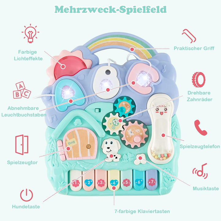 COSTWAY Lauflernhilfe mit abnehmbarem Spielbrett und verstellbarer Geschwindigkeit, Baby Walker mit