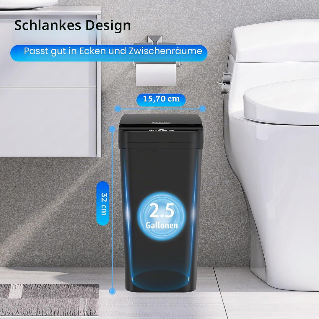 3er Set Mülleimer Bad mit Sensor, 10L Elektrischer Mülleimer mit Deckel, Automatischer Mülleimer für