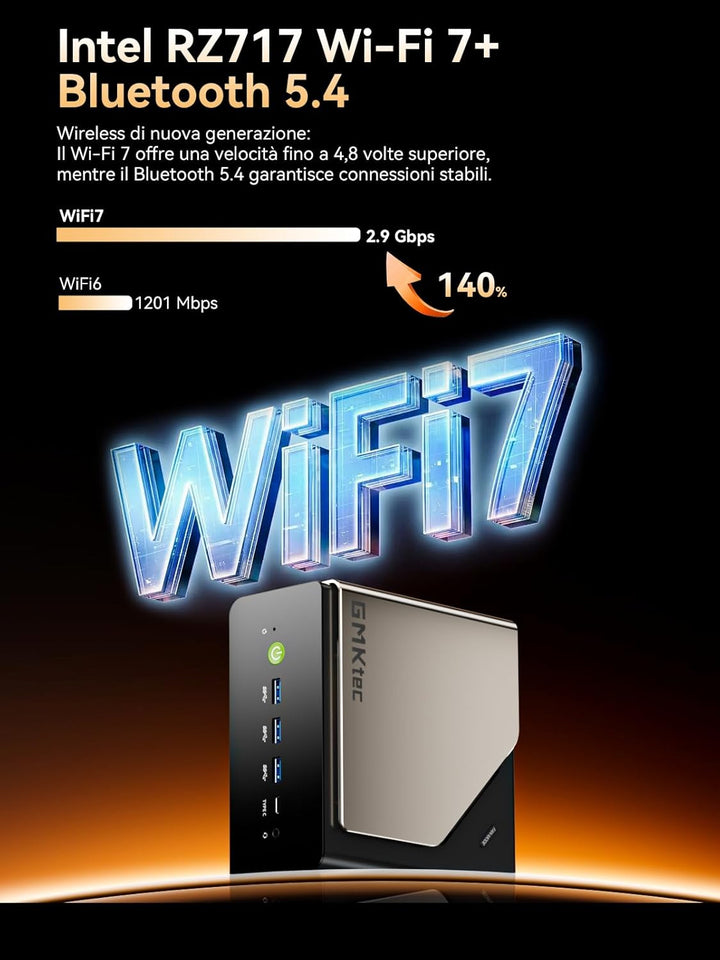 GMKtec EVO-T2S AI Mini PC Core Ultra X7 358H (up to 5.1GHz) Mini Gaming Computers, 64GB LPDDR5X 8533