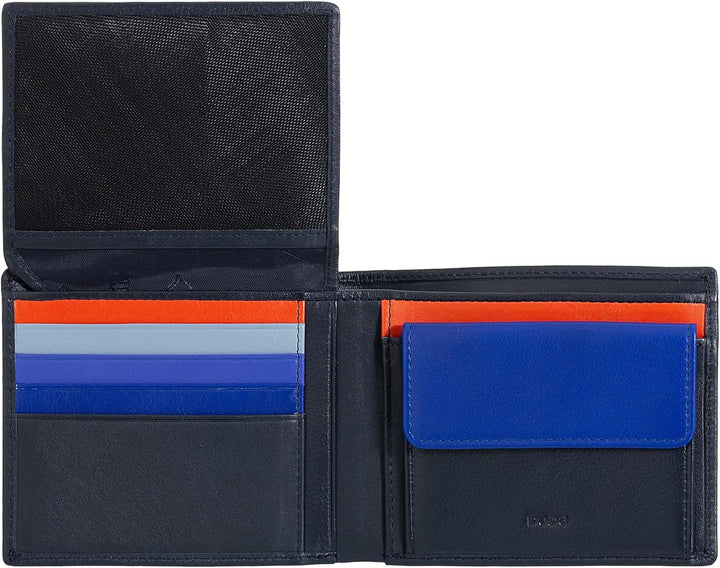 DUDU Klassisches mehrfarbiges Herren Portemonnaie RFID in Leder Navy, Navy