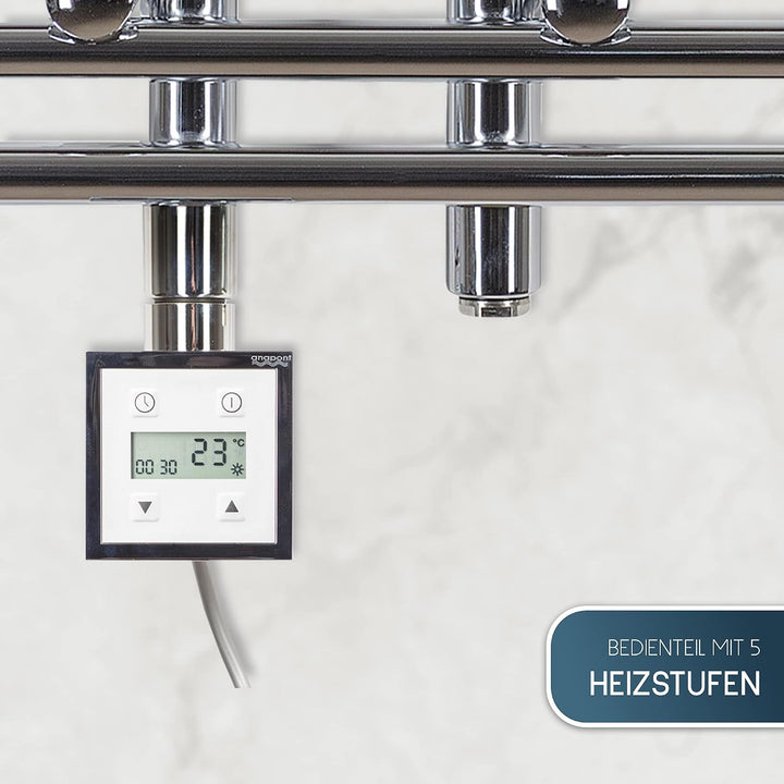 anapont elektrischer Badheizkörper - chrom gebogen - Timer-Funktion - Handtuchheizkörper - Badheizun