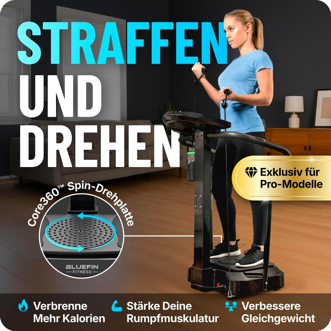 Bluefin Fitness Vibrationsplatte Pro Modell | Verbessertes Design mit Leisen Motoren und Eingebauten
