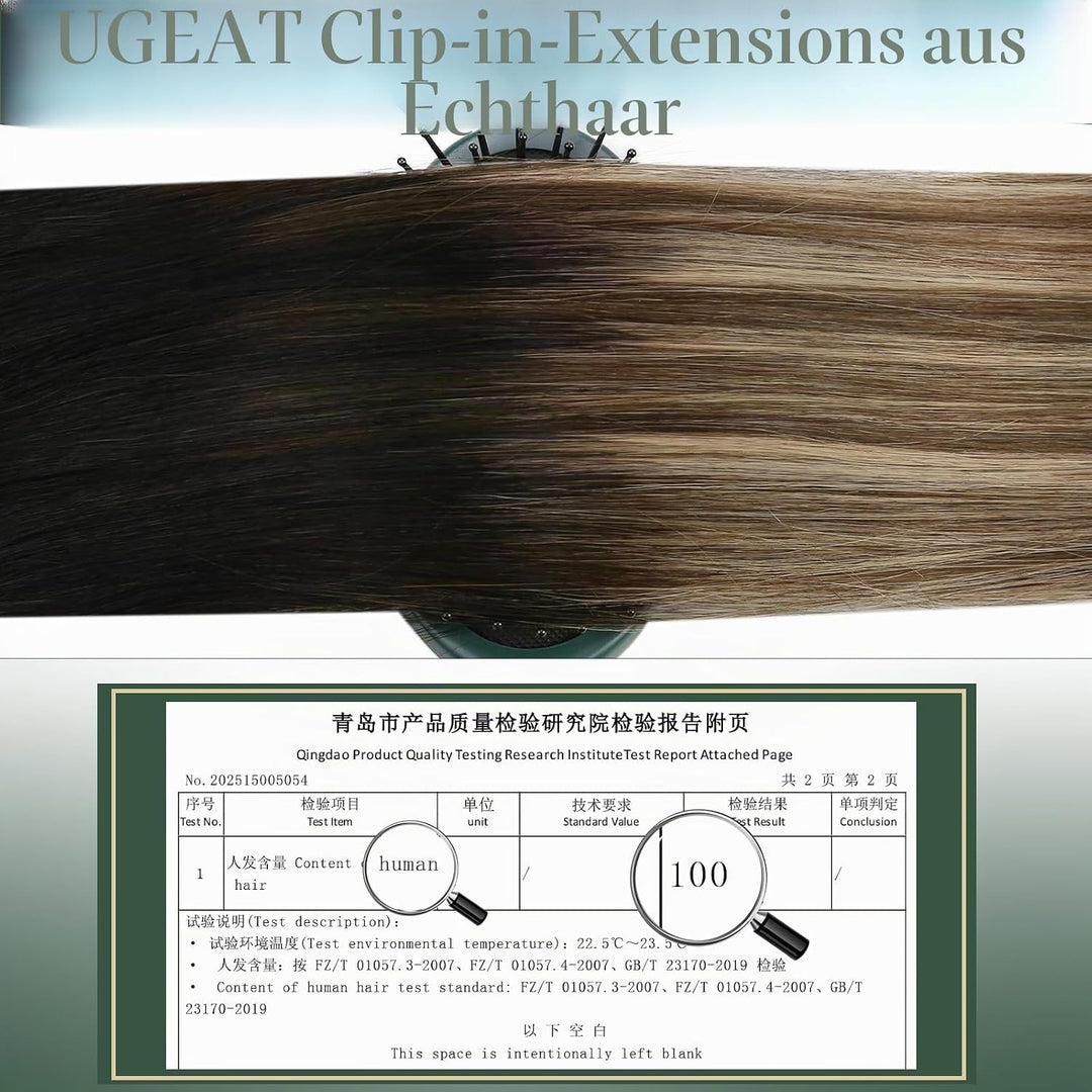 Ugeat Clip in Extensions Echtes Haar Haarverlängerungen 35cm 120g Clip in Schwarz bis Braun und Kara