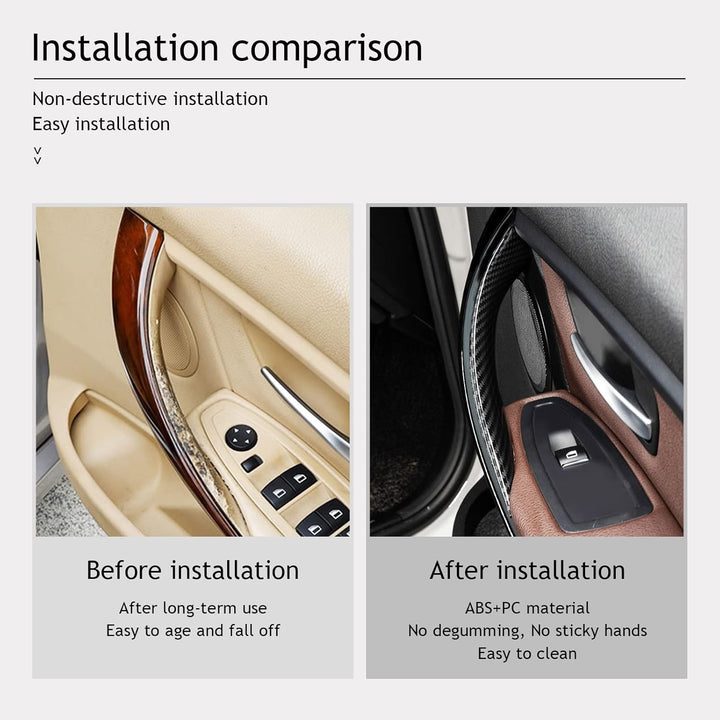 TZYSZDB Kohlefaser Schnalle Beige Türverkleidung Griff Zugverkleidung für BMW Serie 3 4 F30 F31 F32