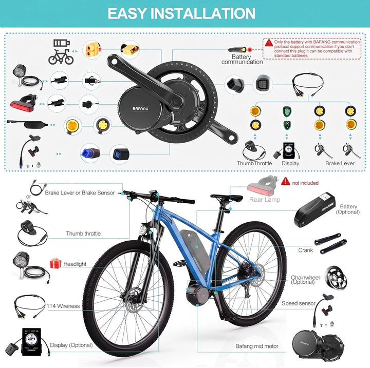 BAFANG Mittelmotor mit Akku 36V 250W 48V 500W 750W 1000W BBS01B BBS02B BBS03B BBS-HD G340 Uart Motor
