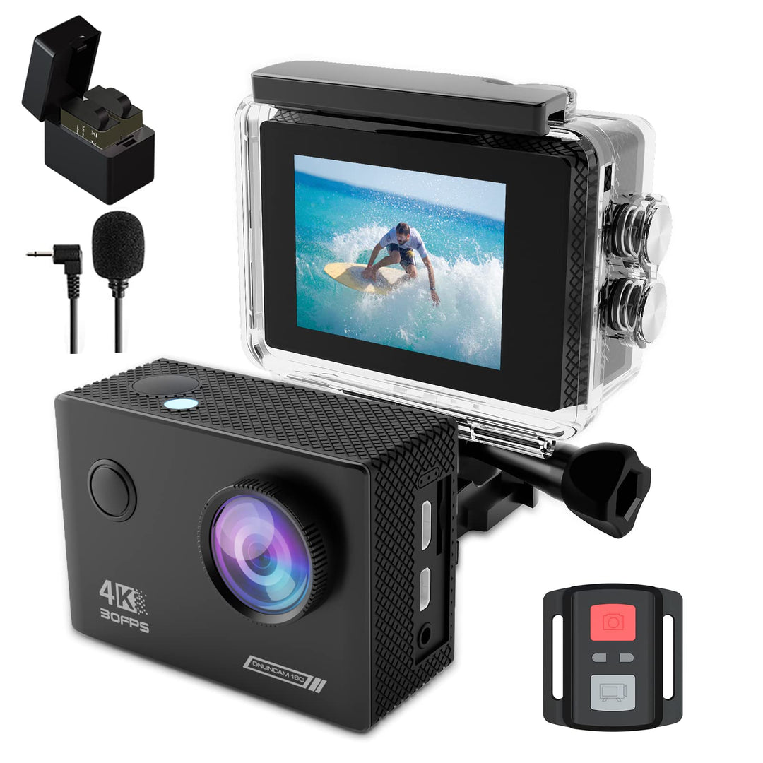 TIMNUT Action Cam 4K Unterwasserkamera 131ft,EIS 20MP Wasserdicht Actionkameras 170° Weitwinkel Helm