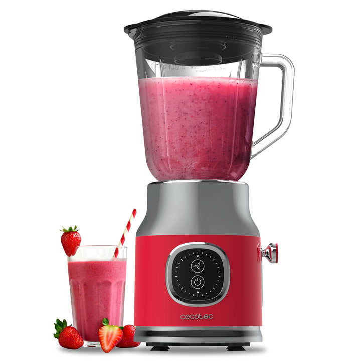Cecotec Standmixer Retro RetroTwist Red. 800W Maximale Leistung, Pulse-Funktion, 4-Klingen-Messer mi