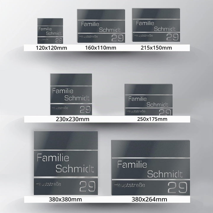 Hausnummer aus V2A Edelstahl 160x110mm - Anthrazit Metallic - Rostfrei UV-beständig Individuell anpa