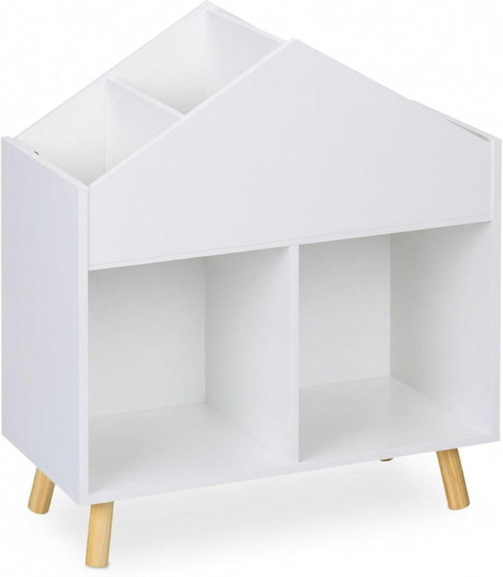Relaxdays Kinderregal Haus, HxBxT: 64,5 x 60 x 30 cm, 6 Fächer, Aufbewahrungsregal Kinderzimmer, Hau