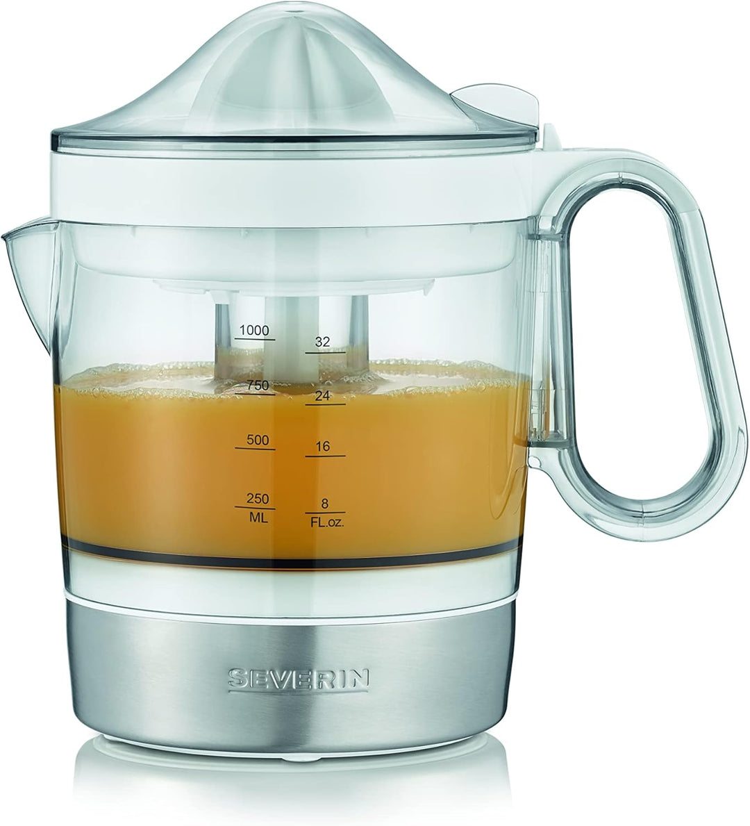 SEVERIN Citruspresse, Mit 2 Presskegeln, 40 W, CP3535, Weiss Weiss-Edelstahl, 40W