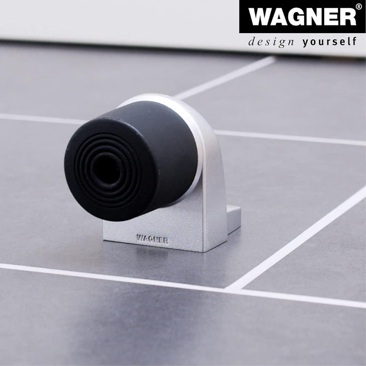 WAGNER Bodentürstopper BACK DOOR - 95 x 50 x 70 mm, Zinkdruckguss in Aluminium-Optik, Puffer thermop