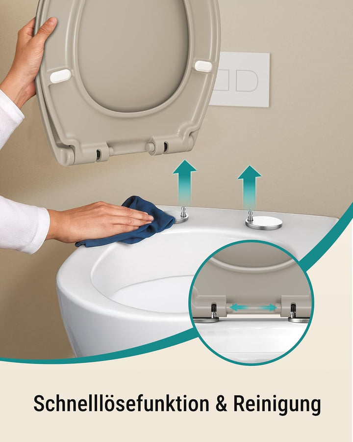 HySail Hochwertiger Toilettendeckel mit Absenkautomatik, Schnellverschluss und Hygienischer Oberfläc
