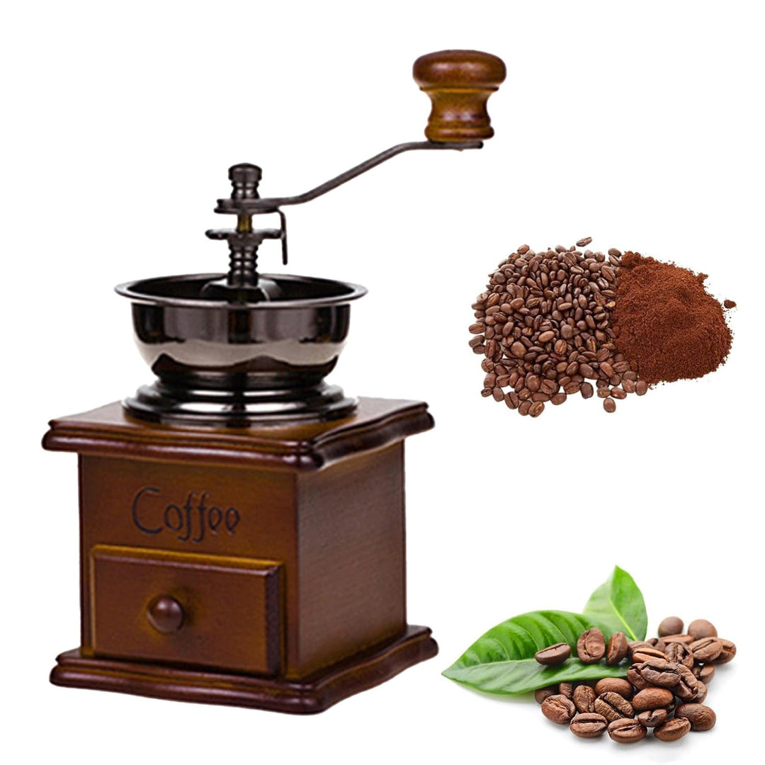 Vintage Kaffeemühle Manuell aus Holz, Vintage-Kaffeemühle, Manuelle Kaffeemühle, Kaffeebohnenmühle