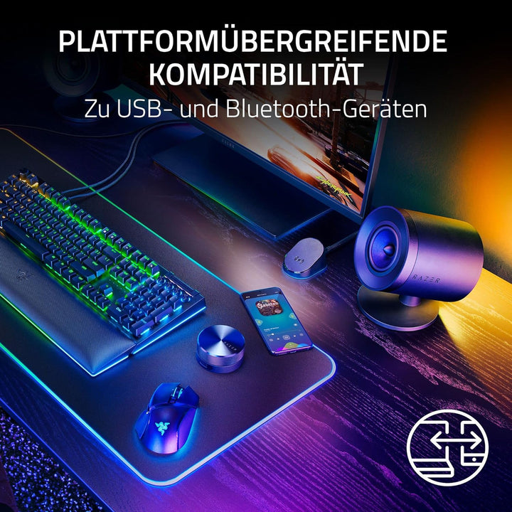 Razer Nommo V2 Pro - Full-Range-2.1-Gaming-Lautsprecher für PC mit kabellosem Subwoofer (3-Zoll-Full