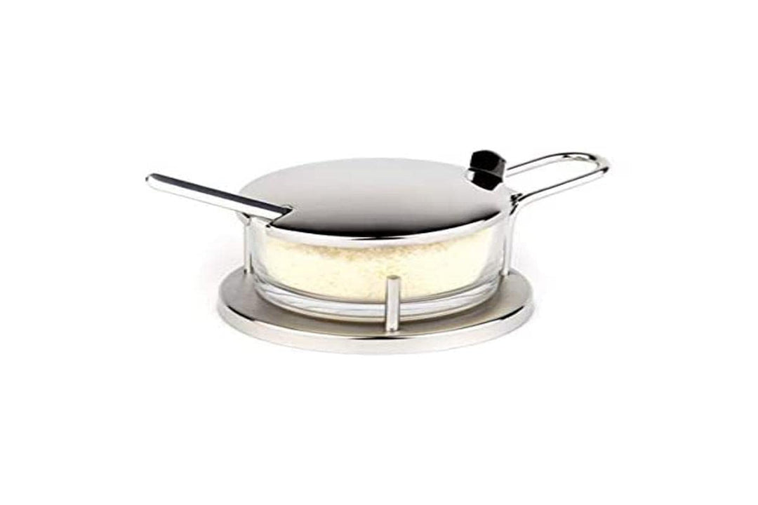 APS Parmesan-Menage „Classic, Parmesan Gefäss, Parmesan Dose mit Löffel, transparentes Glas für Parm