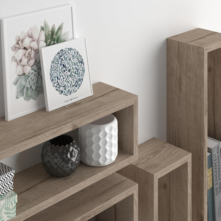 MOBILI FIVER, Wandregal Cubo 4er-Set, Iacopo, Laminat, Eiche, 59 x 14,5 x 17 cm, Eiche