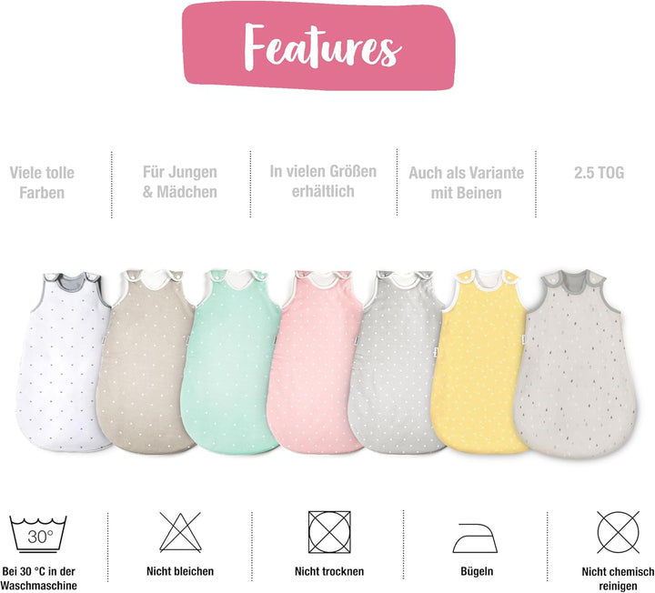 Ehrenkind® Babyschlafsack | Schlafsack Rund 2.5 TOG | Bio-Baumwolle | Ganzjahres Schlafsack Baby Oek