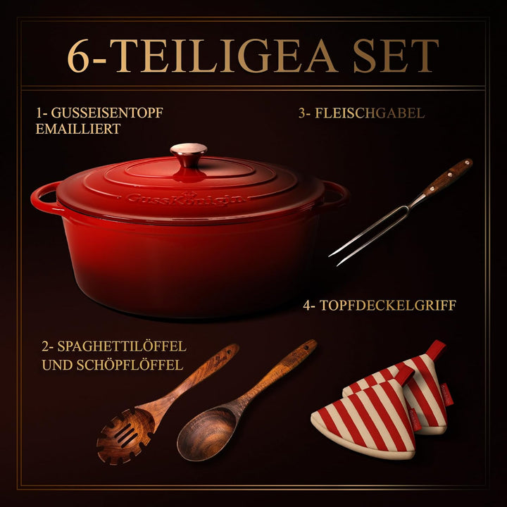 Bräter Gusseisen 37cm (XXL)– Gusseisen-Topf &amp; Schmortopf mit Deckel/Cocotte –Bräter &amp; Schmortöpfe, B