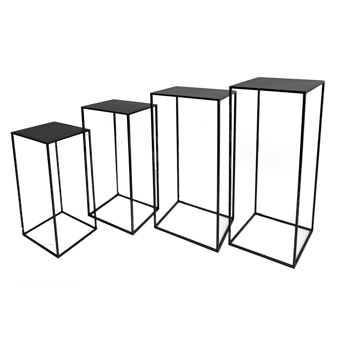 Spetebo Metall Pflanzenständer schwarz im 4er Set - 80, 70, 60 und 50 cm - Blumen Topf Ständer Hocke