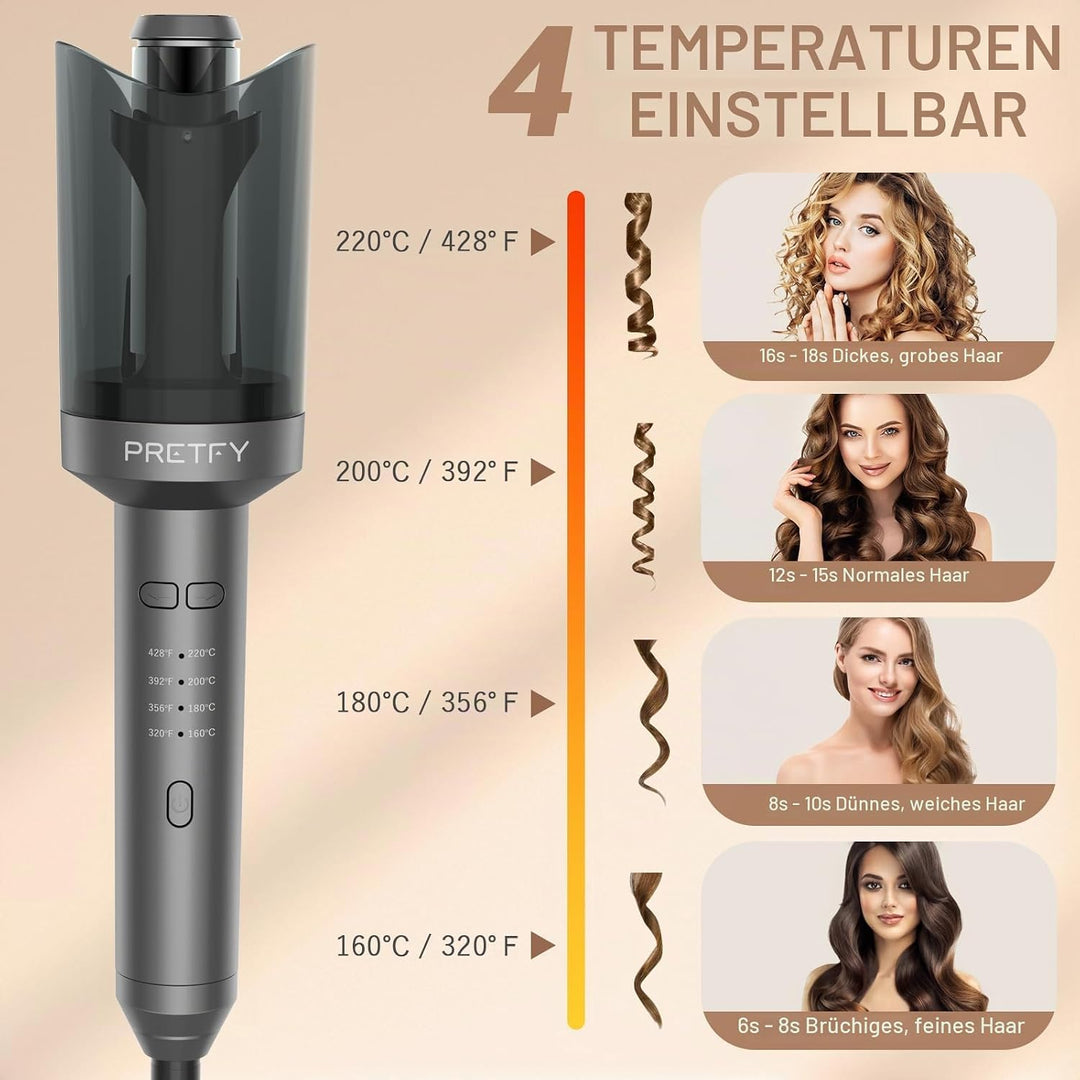 Pretfy Lockenstab Automatisch,Lockenstab Grosse Locken,Automatischer Lockenstab mit 4 Einstellbare T