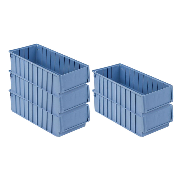 SparSet 5x Regalkasten 500 BH mit Etikett &amp; Schutzhaube | HxBxT 14x23,4x50cm | 12,6 Liter | Sichtlag