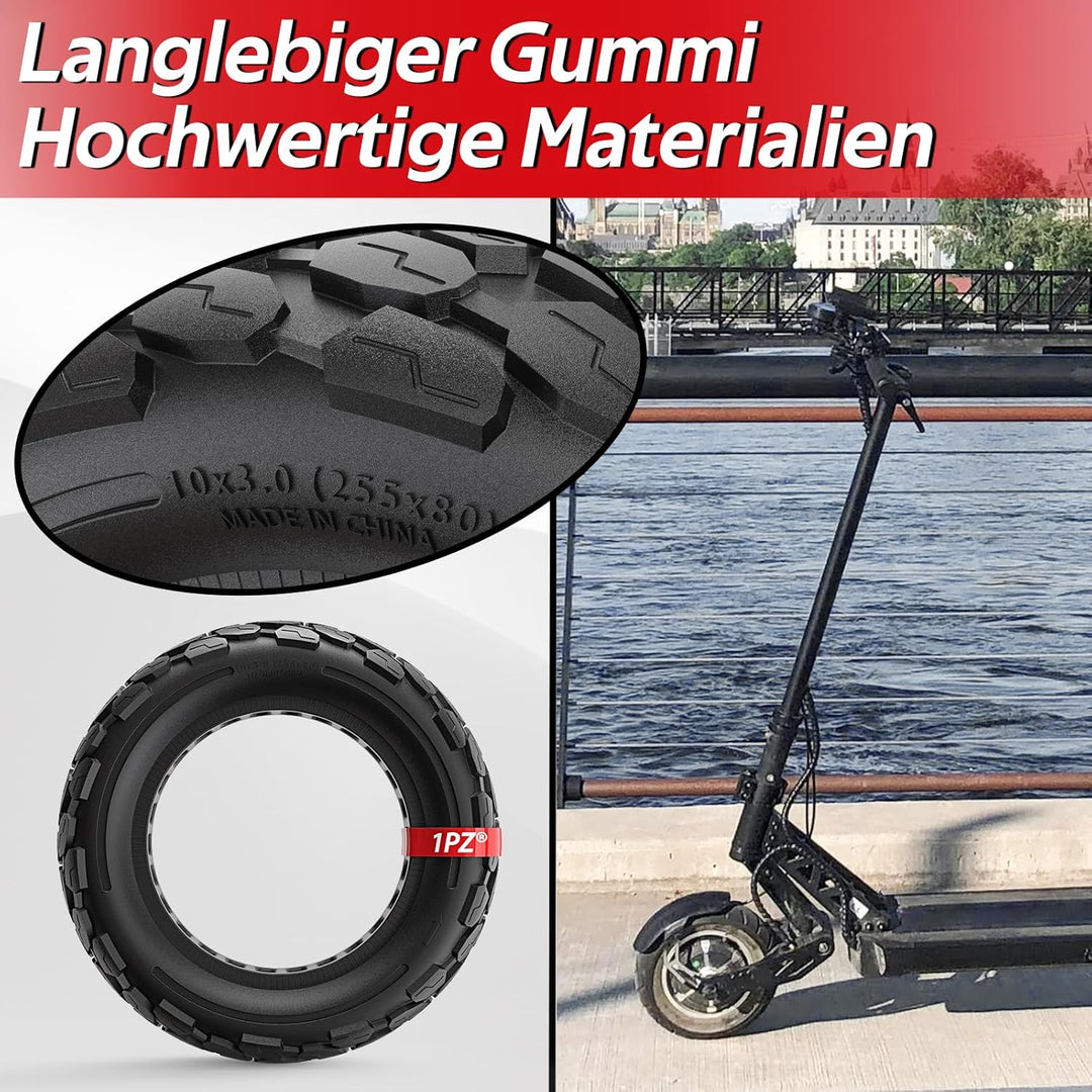 1PZ GKB-N01 10x3 80/65-6 255 x 80 Vollreifen Solide Reifen Ersatz für KUGOO M4 Zero 10X Kaabo Wolf W