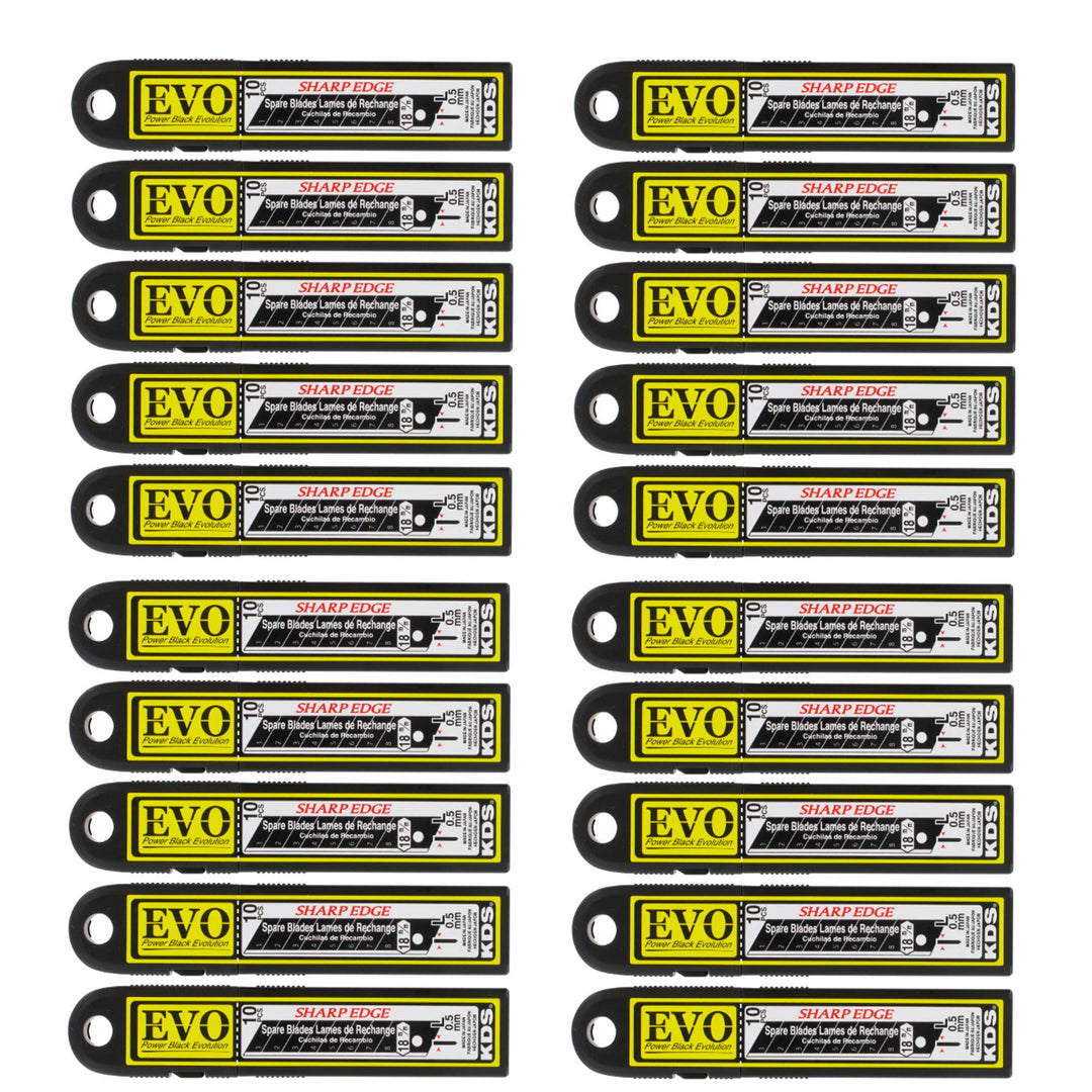 KDS Japanklingen Power Black 18mm extrem scharf 200 Stück, Kunststoffgriff, 0,5mm Stärke, 8 Segmente