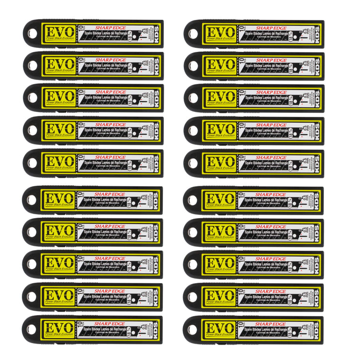 KDS Japanklingen Power Black 18mm extrem scharf 200 Stück, Kunststoffgriff, 0,5mm Stärke, 8 Segmente