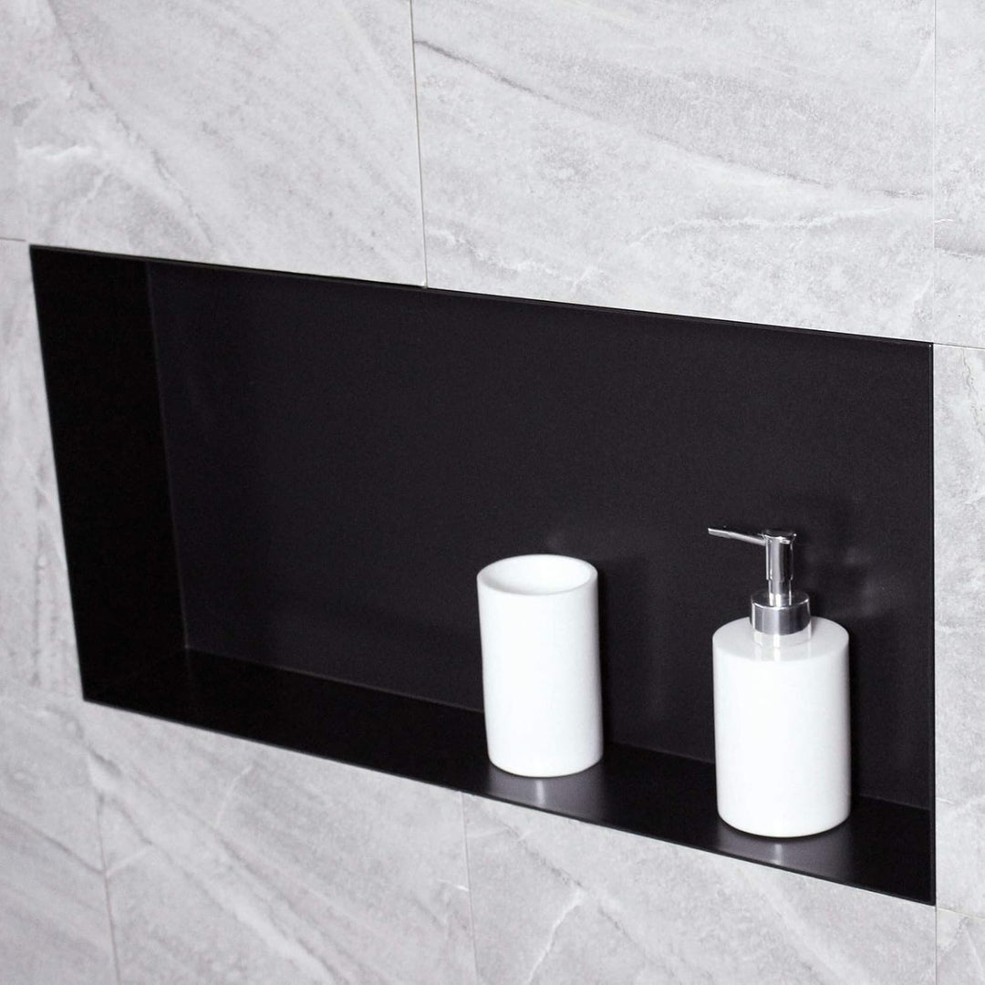Bernstein Wandnische BS603010 60 x 30 x 10 cm randlos aus Edelstahl in Schwarz, befliesbare Duschnis