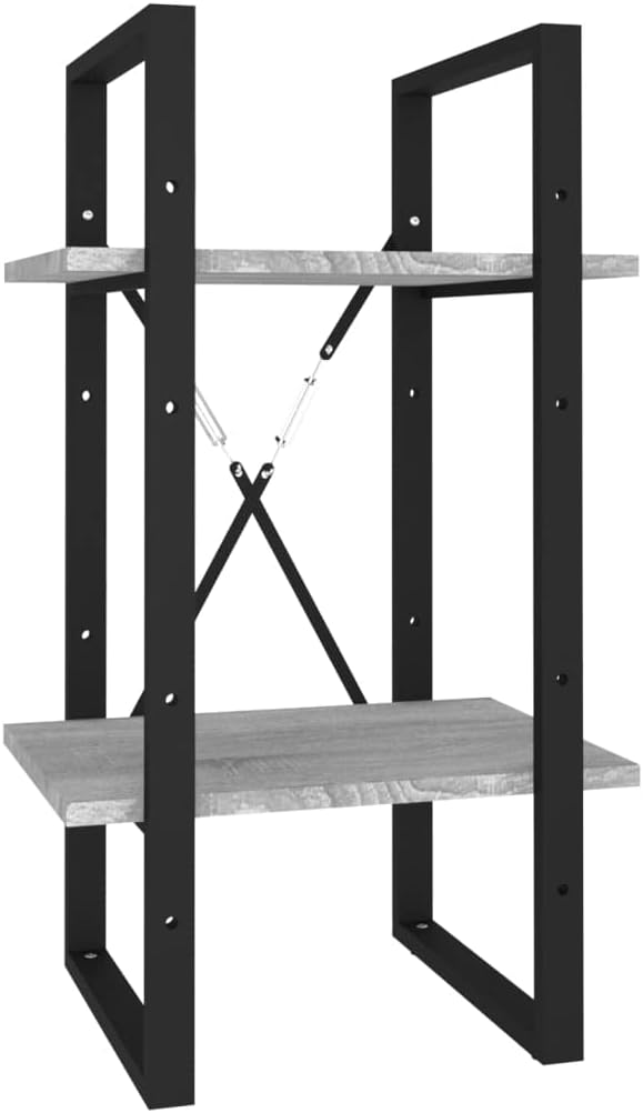 homiuse Bücherregal 2 Fächer Grau Sonoma 40x30x70 cm Holzwerkstoff BüCherregal Regal Wand WüRfelrega