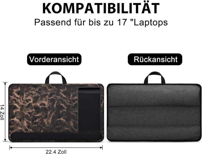 Laptopkissen für Bett mit Kissen，Laptop Unterlage Zubehör Couch mit Mausunterlage and Handgelenkaufl