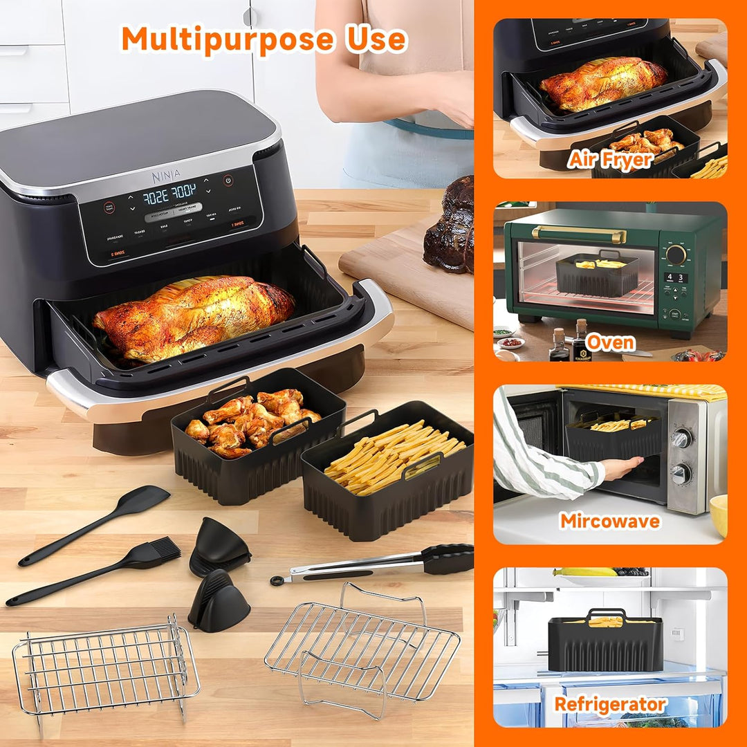 Ninja Heissluftfritteuse Zubehör,Ninja Airfryer Zubehör,10.4L and 2×5.2L Silikonform Und anderen Air
