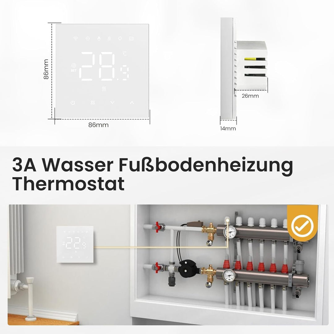 AVATTO Thermostat für Wasser Fussbodenheizung Smart WiFi Thermostat Programmierbar Raumthermostat Un