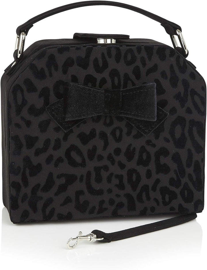 Ruby Shoo Damen Handtasche Sante Fe Flock Leopard Bow Tasche Schwarz, Schwarz