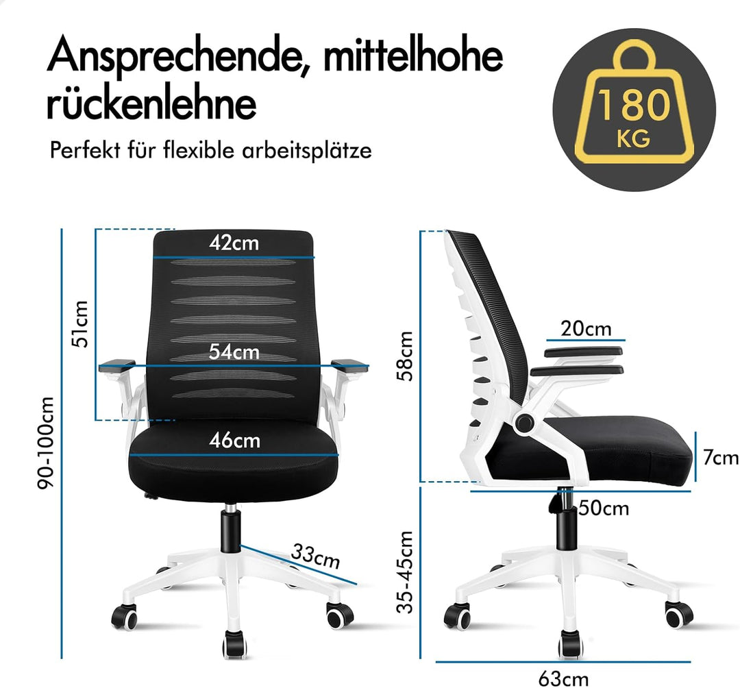 ALFORDSON Schreibtischstuhl, Hochwertiger Schaumstoff Sitz, Starke PP & Metall Konstruktion, S-Kurve