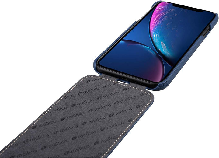 MELCKO Tasche passend für Apple iPhone XR (6,1 Zoll), Case Aussenseite aus beschichtetem Leder, Schu