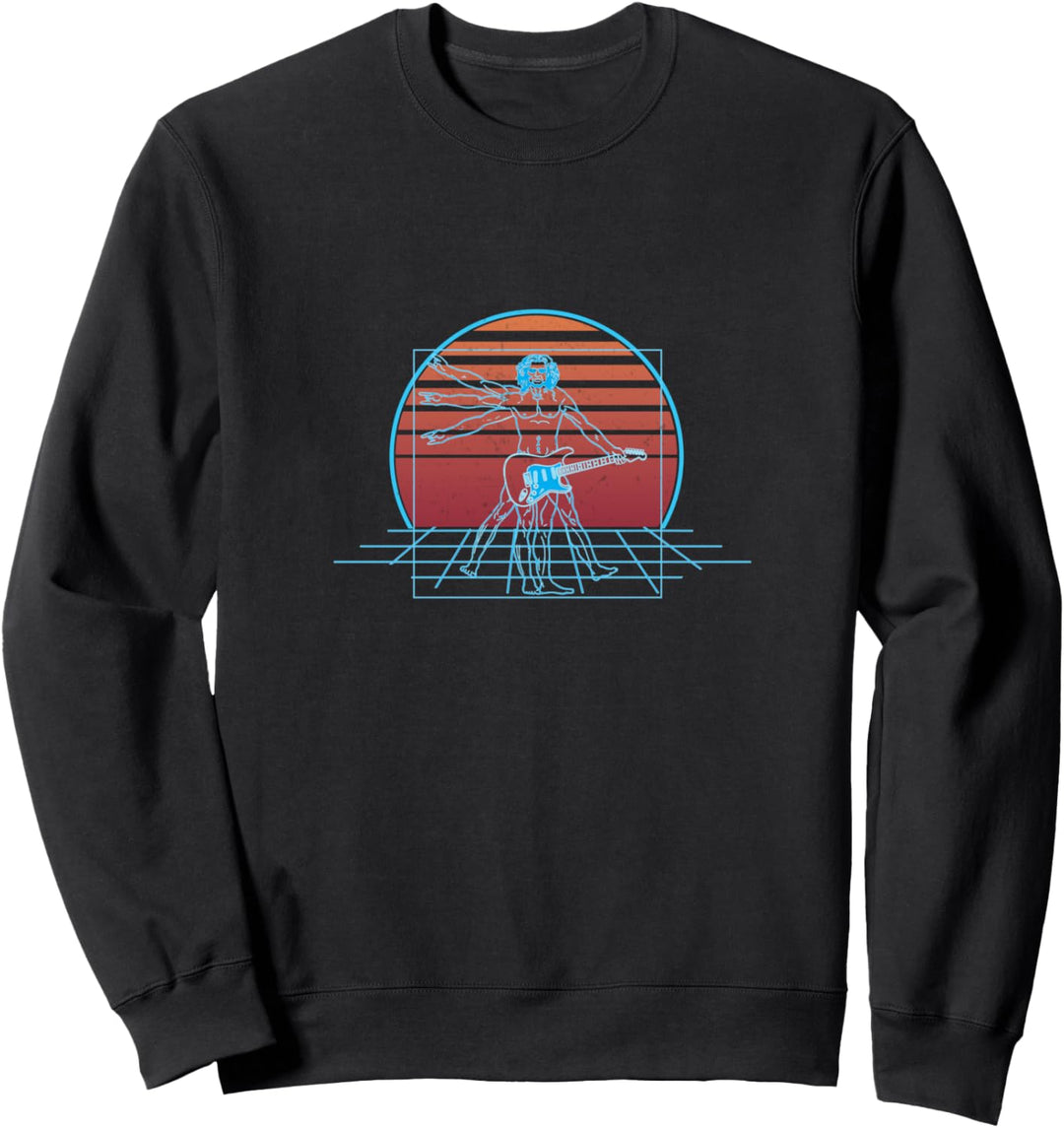 Retro Vitruvian Man Gitarre Musik Da Vinci Guitarist Sweatshirt