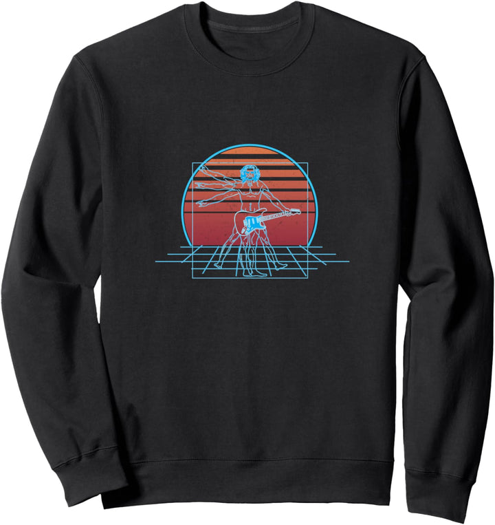 Retro Vitruvian Man Gitarre Musik Da Vinci Guitarist Sweatshirt
