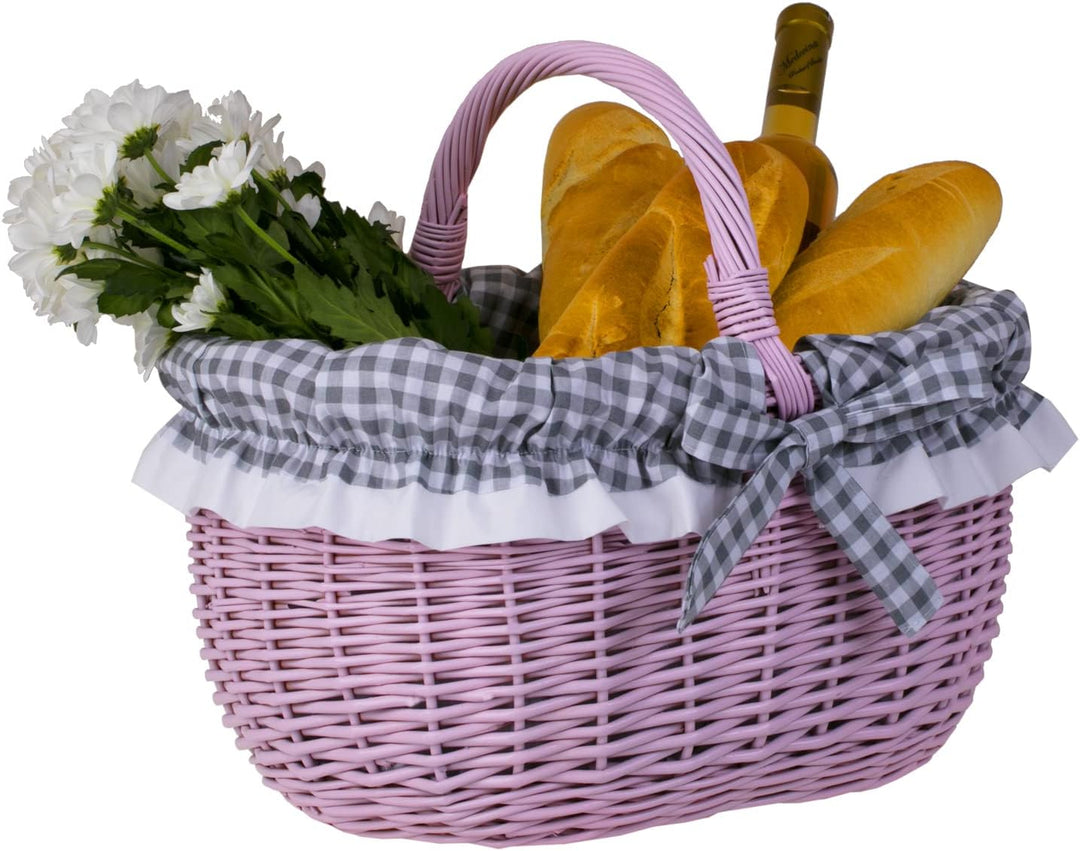 Einkaufskorb Weide Geflochtener Korb mit Henkel Aufbewahrungskorb Leicht Picknickkorb Geschenkkorb L