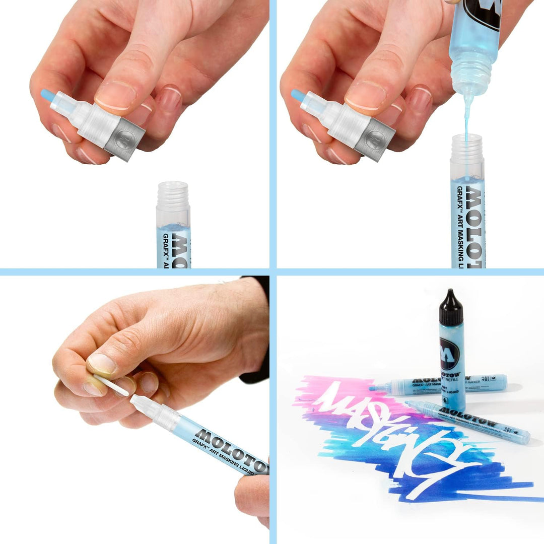 Molotow Masking Liquide Pump Marker 2 mm (Stift mit Maskierflüssigkeit, rückstandslos entfernbar, fü