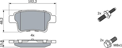 Bosch BP1110 Bremsbeläge - Hinterachse - ECE-R90 Zertifizierung - vier Bremsbeläge pro Set