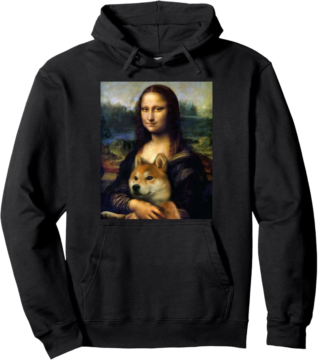 Mona Lisa da Vinci Druck Shirt, Mona Lisa mit Shiba Inu Hund Pullover Hoodie