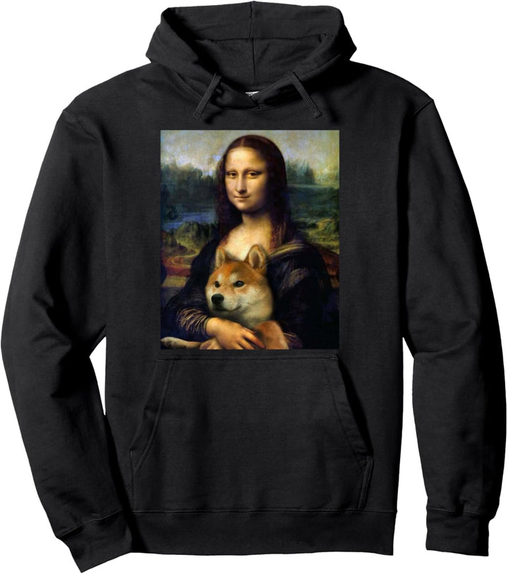 Mona Lisa da Vinci Druck Shirt, Mona Lisa mit Shiba Inu Hund Pullover Hoodie