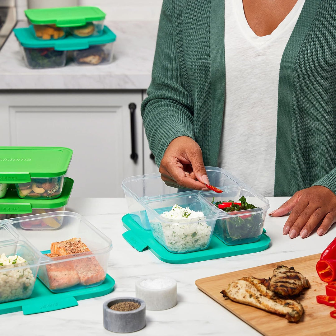 Sistema Nest IT Frischhaltedosen Meal Prep Boxen | 1,9 l luftdichte Vorratsdosen mit DREI Fächern un